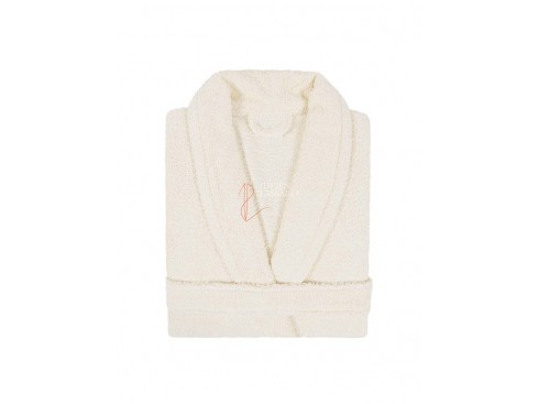 Peignoir col châle écru homme ou femme 100% coton 385g/m2