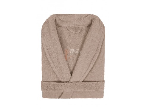 Peignoir col châle marron homme ou femme 100% coton 385 g/m2