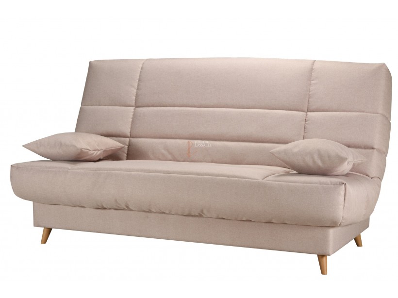 Banquette Clic-Clac tissu beige avec matelas STARBED ép. 13 cm