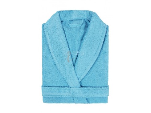 Peignoir col châle turquoise homme ou femme 100% coton 385 g/m2