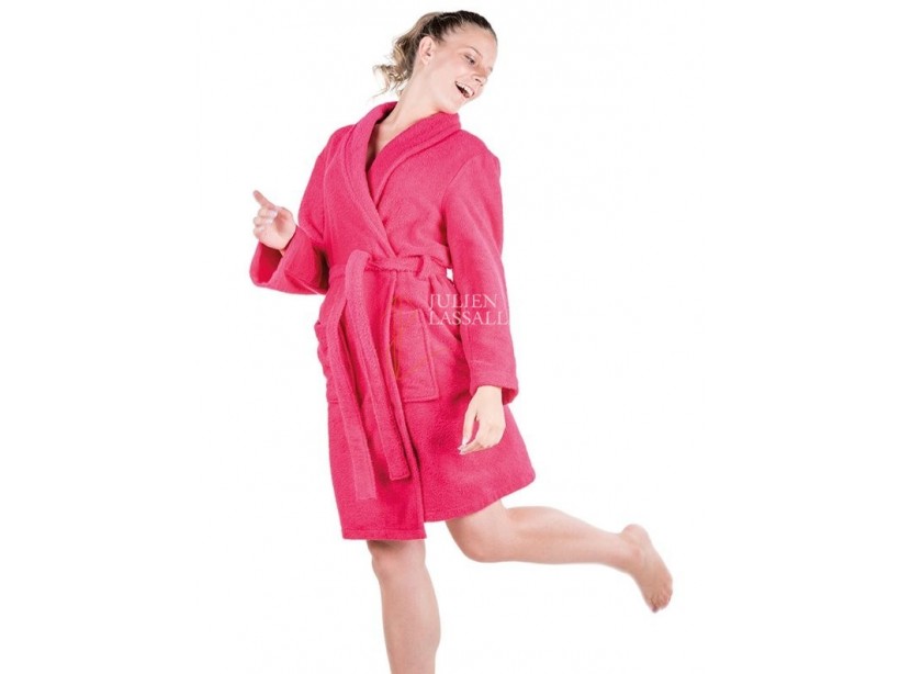 Peignoir col châle turquoise homme ou femme 100% coton 385 g/m2