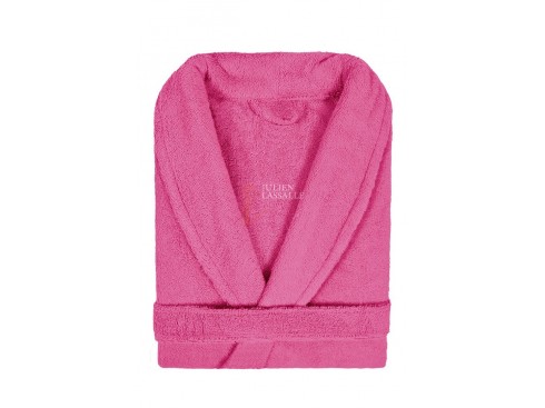 Peignoir col châle rose homme ou femme 100% coton 385 g/m2