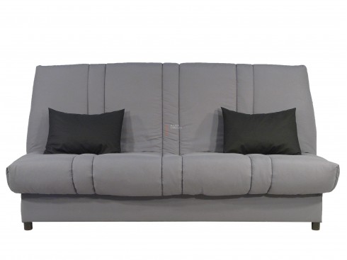 Banquette Clic-clac tissu gris clair avec matelas SOFAFLEX ép. 11cm