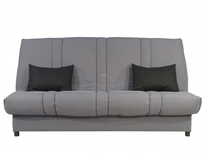 Banquette Clic-clac tissu gris clair avec matelas SOFAFLEX ép. 11cm