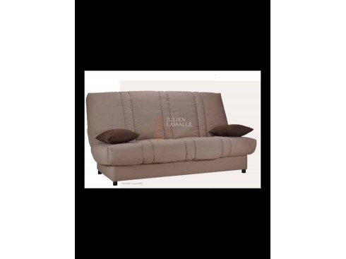 Banquette Clic-Clac tissu marron avec matelas SOFAFLEX ép. 11 cm
