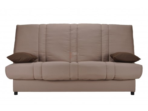 Banquette Clic-Clac tissu marron avec matelas SOFAFLEX ép. 11 cm