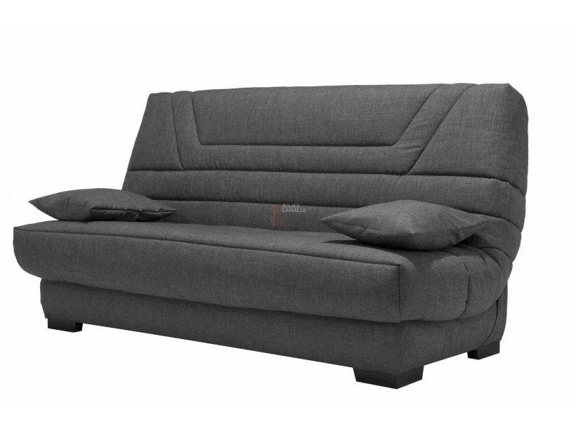 Banquette Clic-Clac tissu gris anthracite avec matelas BULTEX ép. 14cm