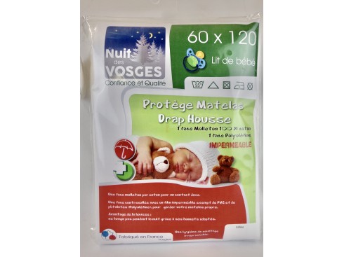 Protège matelas imperméable drap housse 60x120 cm