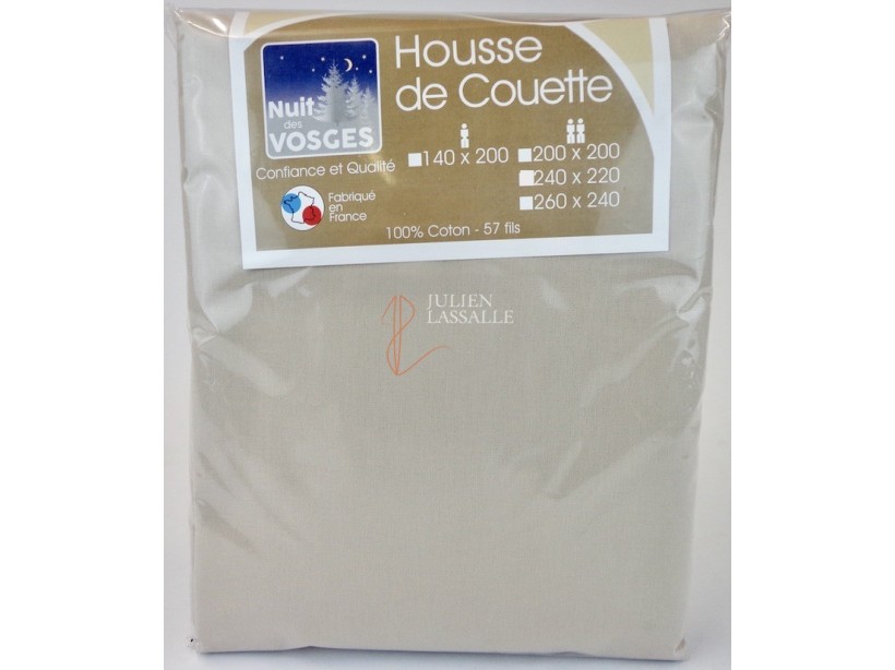 Housse de couette NUIT DES VOSGES 260x240 cm unie 100% coton.