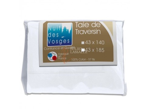 Taie de traversin NUIT DES VOSGES 100% coton unie 43x140 cm.