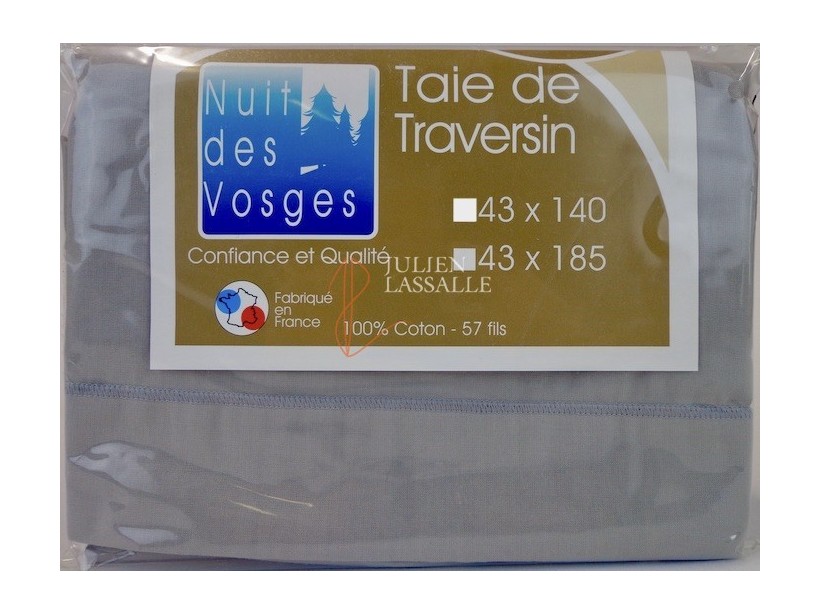 Taie de traversin NUIT DES VOSGES 100% coton unie 43x140 cm.