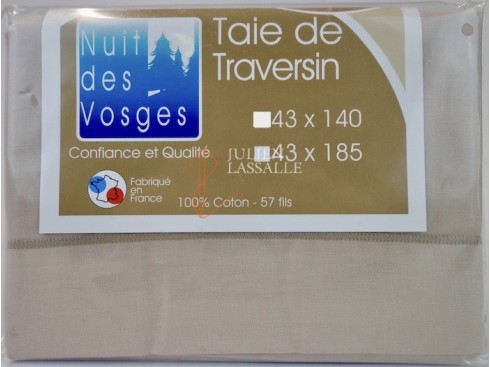 Taie de traversin NUIT DES VOSGES 100% coton unie 43x140 cm.