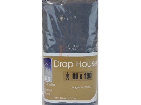 Drap housse NUIT DES VOSGES 80 x 190 cm larges bonnets 100% coton uni