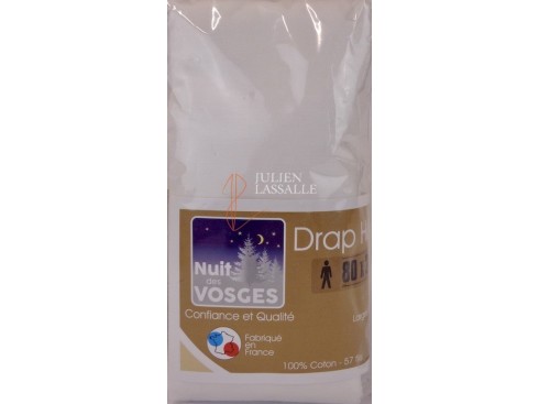 Drap housse NUIT DES VOSGES 80 x 200 cm larges bonnets 100% coton uni