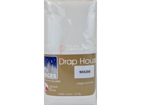 Drap housse NUIT DES VOSGES 90 x 200 cm larges bonnets 100% coton uni