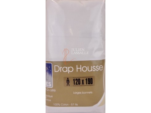 Drap housse NUIT DES VOSGES 120 x 190 cm larges bonnets 100% coton uni