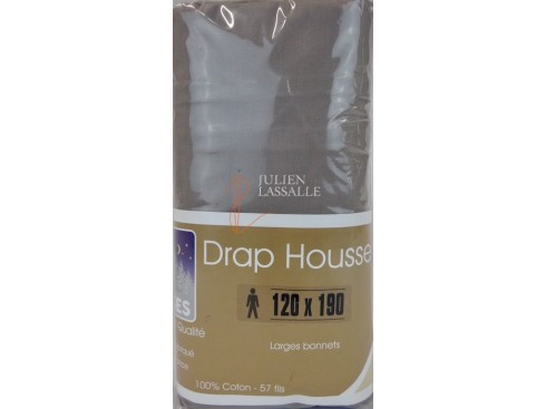 Drap housse NUIT DES VOSGES 120 x 190 cm larges bonnets 100% coton uni