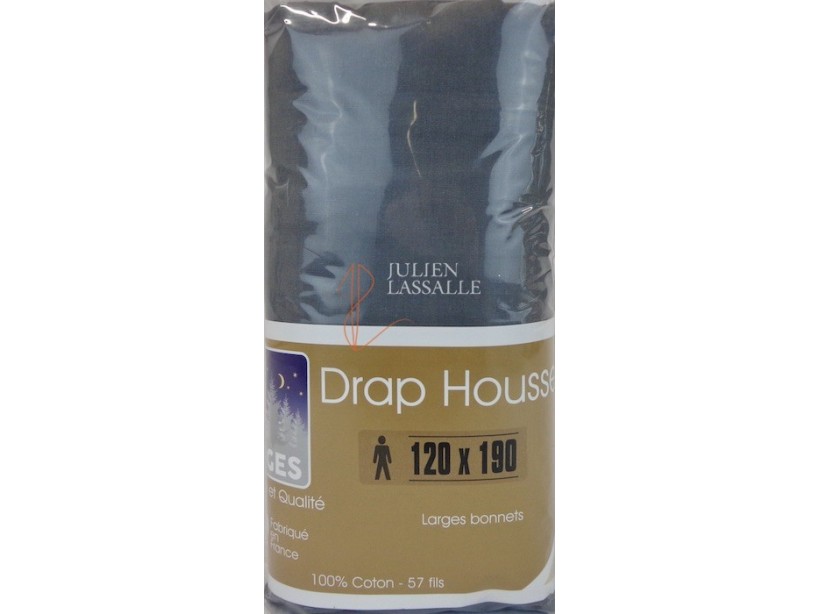 Drap housse NUIT DES VOSGES 120 x 190 cm larges bonnets 100% coton uni