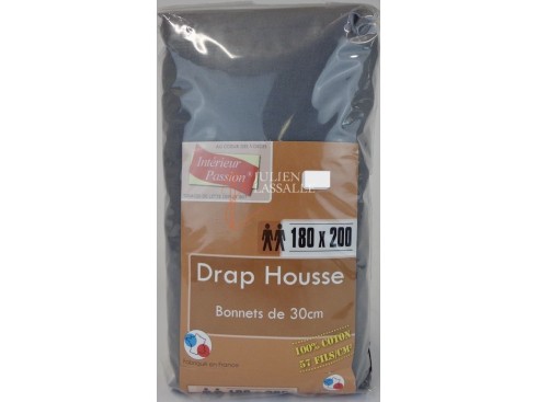 Drap housse NUIT DES VOSGES 180 x 200 cm larges bonnets 100% coton uni