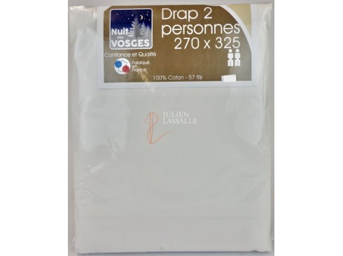 Drap 2 personnes NUIT DES VOSGES 270 x 325 cm uni 100% coton