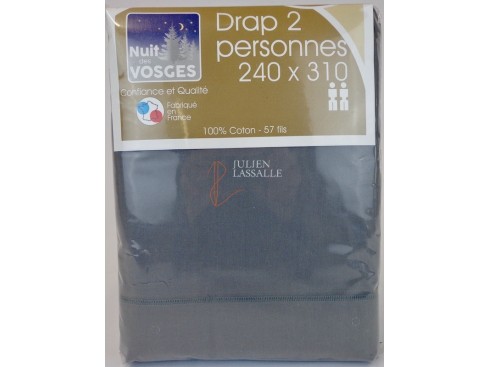 Drap 2 personnes NUIT DES VOSGES 240 x 310 cm uni 100% coton