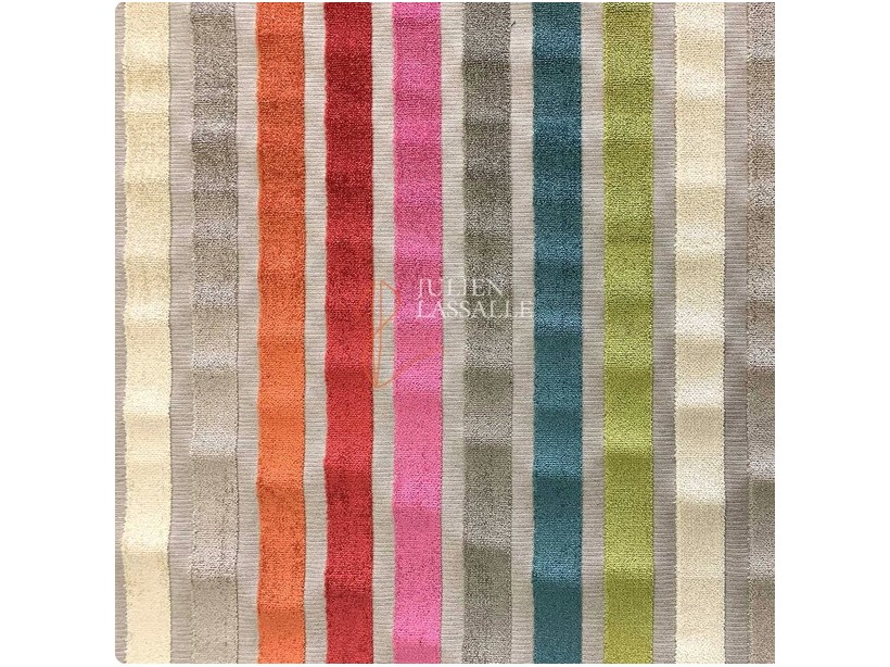 Tissu YUCATAN rayures de velours multicolores - Chanée Deschmaker