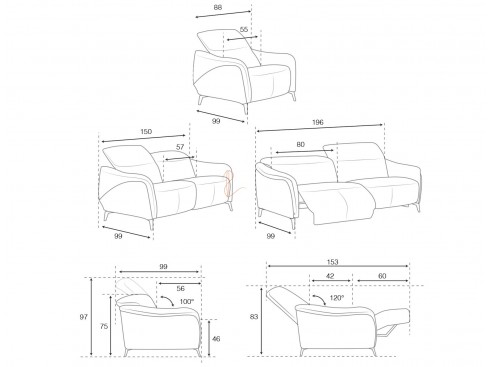 Canapé relaxation Ventus 3 places 2 relax.