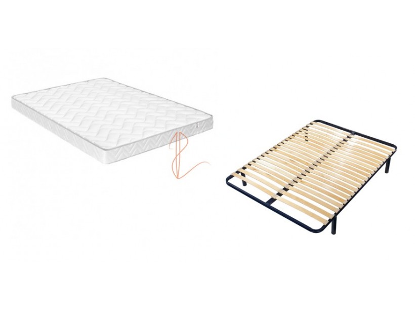 Pack 1er Prix matelas + sommier + pieds.
