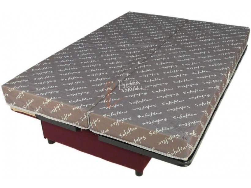 Banquette Clic-Clac tissu marron avec matelas SOFAFLEX ép. 11 cm