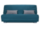 Banquette clic-clac tissu bleu canard avec matelas SOFACONFORT ép. 17 cm