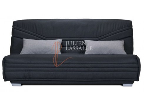 Banquette clic-clac tissu gris anthracite avec matelas SOFACONFORT ép. 17 cm