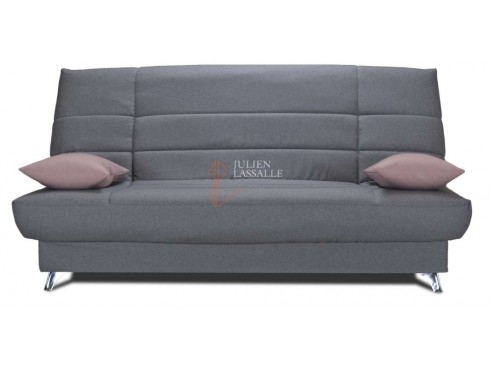 Banquette clic-clac tissu gris avec matelas STARBED ép. 13cm