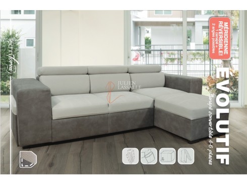 Canapé Modulo - canapé convertible en lit avec méridienne réversible droite ou gauche.