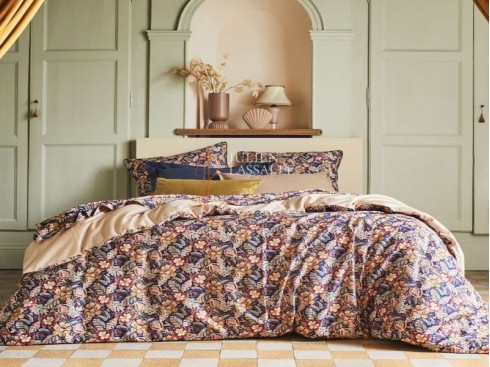 Parure de lit Folk Flowers en satin de coton imprimé