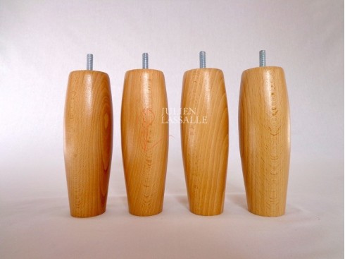 Lot de 4 pieds de lit bois olive vernis naturel
