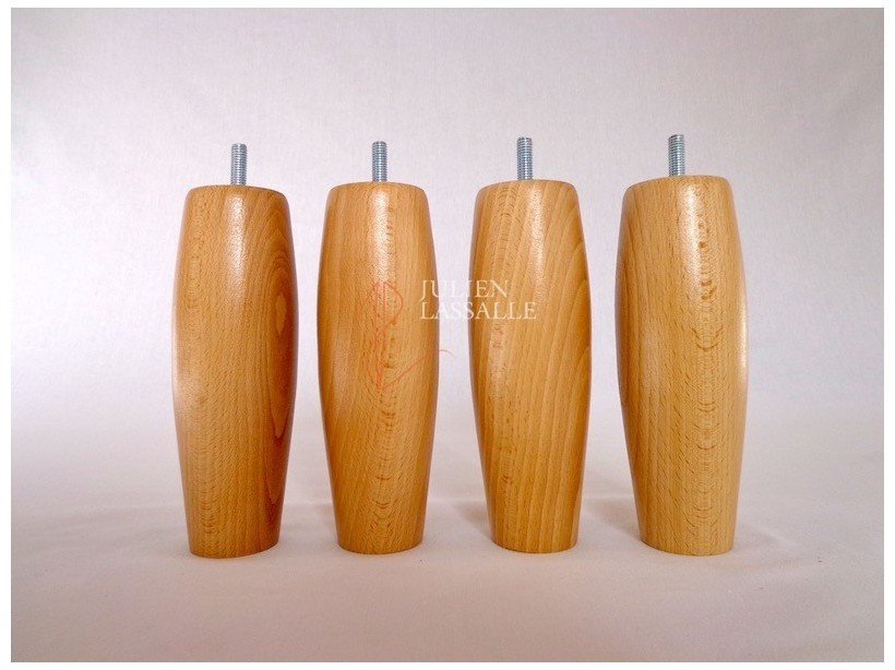 Lot de 4 pieds de lit bois olive vernis naturel