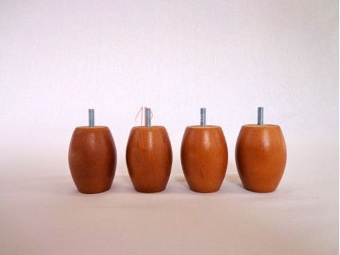 Lot de 4 pieds de lit bois boule merisier