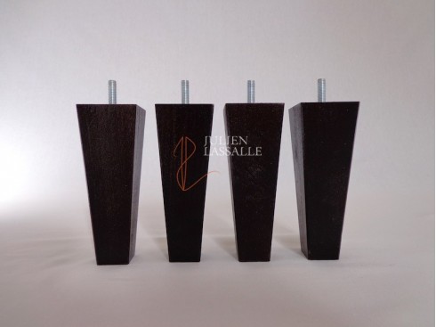 Lot de 4 pieds de lit bois fuseau noyer