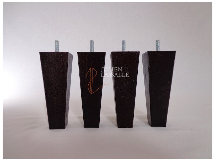 Lot de 4 pieds de lit bois fuseau noyer