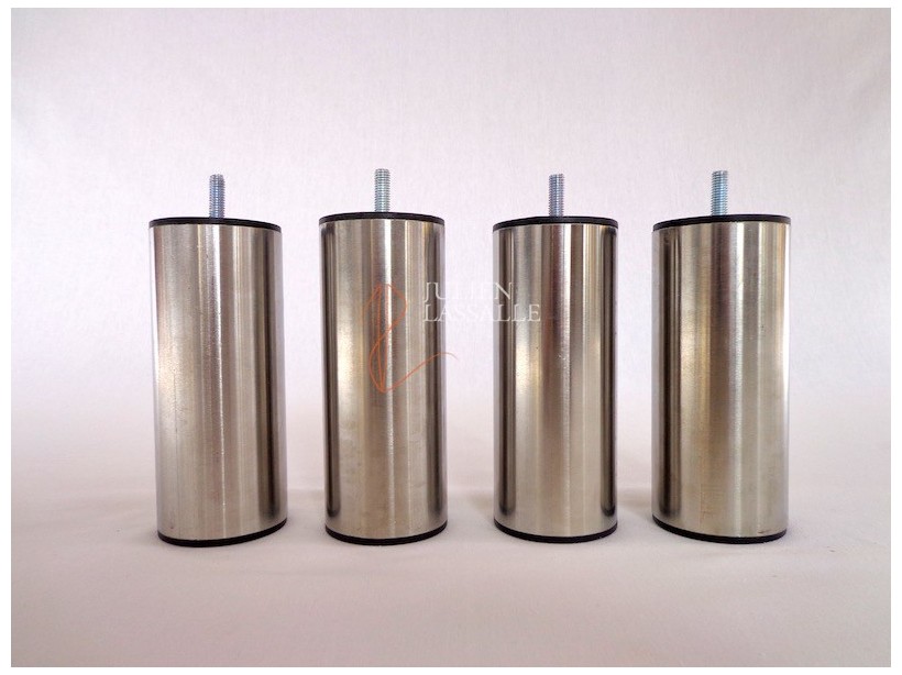 Lot de 4 pieds de lit inox cylindrique