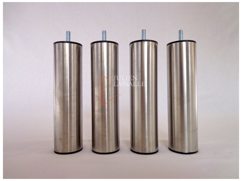 Lot de 4 pieds de lit acier cylindrique