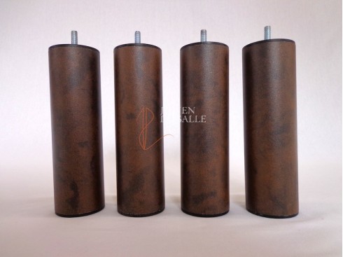 Lot de 4 pieds de lit acier cylindrique marron