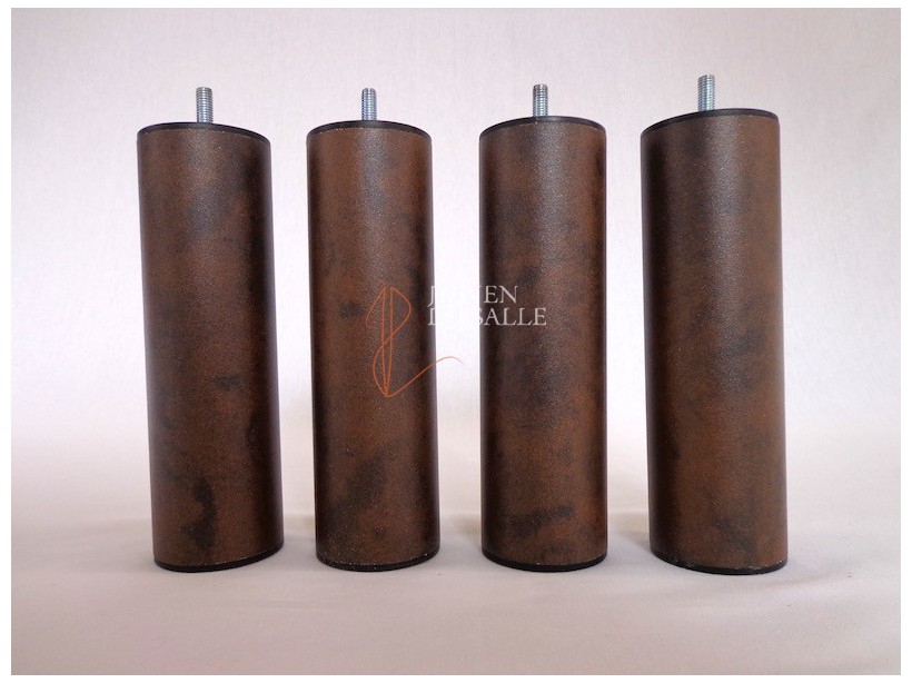 Lot de 4 pieds de lit acier cylindrique marron