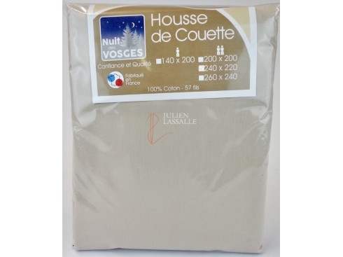 Housse de couette NUIT DES VOSGES 200x200 cm unie 100% coton.