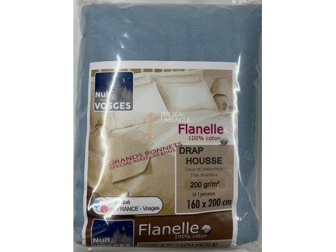 Drap housse en flanelle Nuit des Vosges en 160 x 200 cm