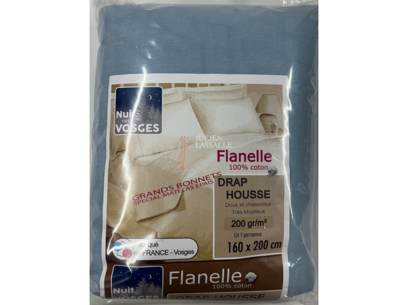 Drap housse en flanelle Nuit des Vosges en 160 x 200 cm