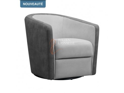 Fauteuil Caméléon pivotant tissu micro peau gris clair & gris foncé