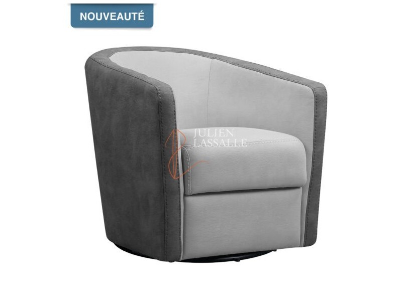 Fauteuil Caméléon pivotant tissu micro peau gris clair & gris foncé