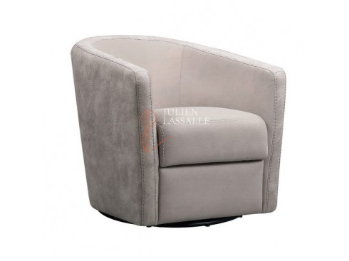 Fauteuil Caméléon pivotant tissu micro peau mastic