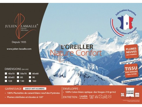 Oreiller Nature-confort 100% naturel - 100% plumettes